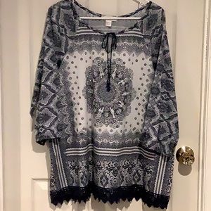 Knit Lace Bottom Blouse